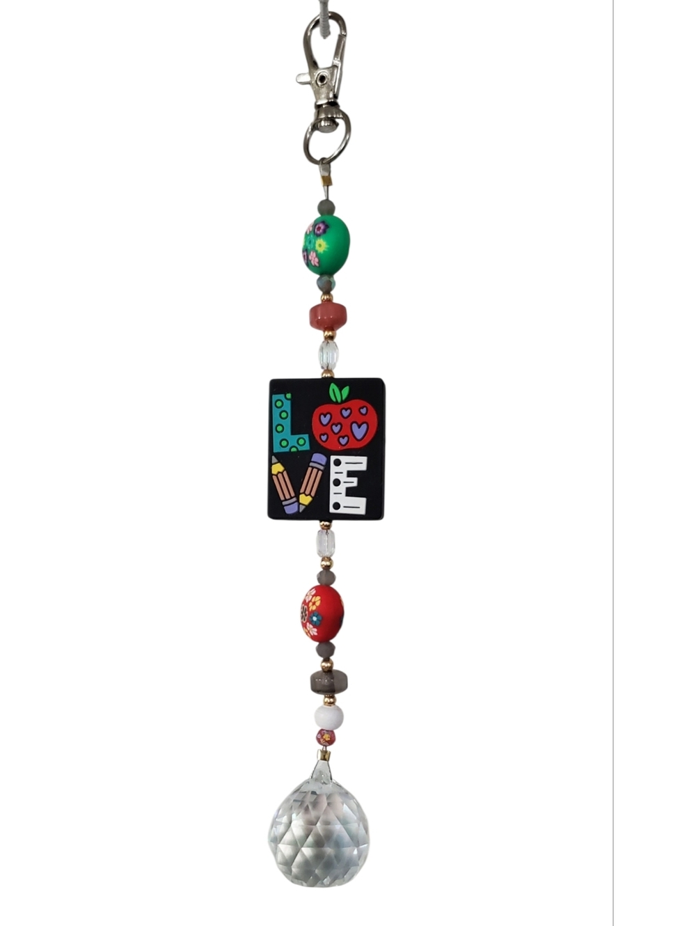 Teacher Appreciation Sun Catcher Gift Key Chain Bag Chain Cystals Beads